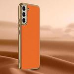 For Samsung Galaxy S22 5G Litchi Texture Genuine Leather Phone Case(Orange)