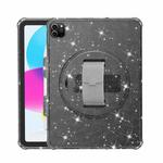 For iPad Pro 11 2022 / 2021 Terminator Shockproof Glitter Powder Tablet Case with Grip Strap(Black)