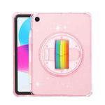 For iPad 10.2 2021 / 2020 / 10.5 Terminator Shockproof Glitter Powder Tablet Case with Grip Strap(Pink)