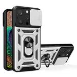 For iPhone 15 Pro Max Sliding Camera Cover Design TPU+PC Phone Case(Silver)