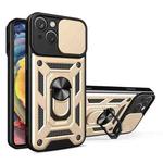 For iPhone 15 Plus Sliding Camera Cover Design TPU+PC Phone Case(Gold)