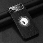 For iPhone 13 MagSafe Magnetic Tree Texture PU Phone Case(Black)