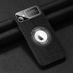 For iPhone 12 MagSafe Magnetic Tree Texture PU Phone Case(Black)
