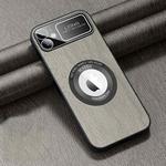 For iPhone 12 MagSafe Magnetic Tree Texture PU Phone Case(Silver Grey)