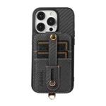 For iPhone 15 Pro ABEEL Carbon Fiber RFID Card Holder Phone Case(Black)