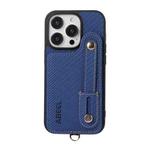 For iPhone 14 Pro Max ABEEL Carbon Fiber RFID Card Holder Phone Case(Blue)