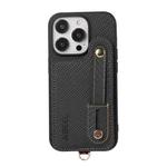 For iPhone 15 Pro ABEEL Carbon Fiber RFID Card Holder Phone Case(Black)