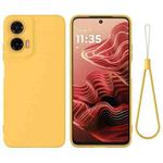 For Motorola Moto G35 Pure Color Liquid Silicone Shockproof Phone Case(Yellow)