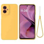 For Motorola Moto G55 Pure Color Liquid Silicone Shockproof Phone Case(Yellow)