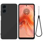 For Motorola Moto G04S 4G / E14 4G Solid Color Liquid Silicone Dropproof Full Coverage Phone Case(Black)