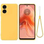 For Motorola Moto G04S 4G / E14 4G Solid Color Liquid Silicone Dropproof Full Coverage Phone Case(Yellow)