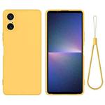 For Sony Xperia 10 VI Pure Color Liquid Silicone Shockproof Phone Case(Yellow)