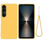 For Sony Xperia 1 VII Pure Color Liquid Silicone Shockproof Phone Case(Yellow)