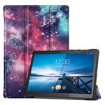 For Lenovo M10 X605FCL Colored Drawing Horizontal Flip Leather Case, with Three-folding Holder & Sleep / Wake-up Function(Galactic Nebula)