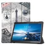 For Lenovo M10 X605FCL Colored Drawing Horizontal Flip Leather Case, with Three-folding Holder & Sleep / Wake-up Function(Eiffel Tower)