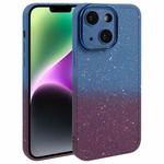 For iPhone 14 Plus Gradient Starry Silicone Phone Case with Lens Film(Blue Red)