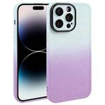 For iPhone 14 Pro Gradient Starry Silicone Phone Case with Lens Film(White Purple)