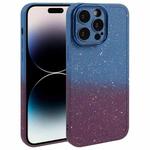 For iPhone 14 Pro Max Gradient Starry Silicone Phone Case with Lens Film(Blue Red)