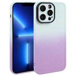 For iPhone 13 Pro Max Gradient Starry Silicone Phone Case with Lens Film(White Purple)