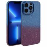 For iPhone 13 Pro Max Gradient Starry Silicone Phone Case with Lens Film(Blue Red)