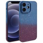 For iPhone 12 Gradient Starry Silicone Phone Case with Lens Film(Blue Red)
