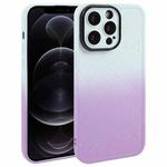 For iPhone 12 Pro Gradient Starry Silicone Phone Case with Lens Film(White Purple)