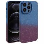 For iPhone 12 Pro Max Gradient Starry Silicone Phone Case with Lens Film(Blue Red)