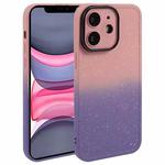 For iPhone 11 Gradient Starry Silicone Phone Case with Lens Film(Pink Purple)