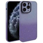 For iPhone 11 Pro Max Gradient Starry Silicone Phone Case with Lens Film(Grey Purple)