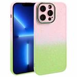 For iPhone 13 Pro Gradient Starry Silicone Phone Case with Lens Film(Pink Green)