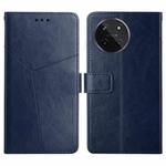For Realme 11 4G Global HT01 Y-shaped Pattern Flip Leather Phone Case(Blue)