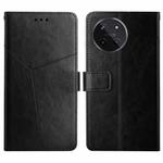 For Realme 11 4G Global HT01 Y-shaped Pattern Flip Leather Phone Case(Black)