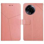 For Realme 11 5G Global HT01 Y-shaped Pattern Flip Leather Phone Case(Pink)