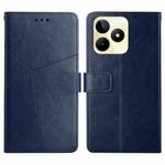 For Realme C53 HT01 Y-shaped Pattern Flip Leather Phone Case(Blue)