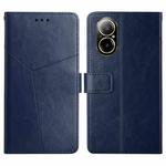 For Realme C67 4G HT01 Y-shaped Pattern Flip Leather Phone Case(Blue)