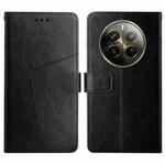 For Realme 12 Pro/12 Pro+ Global HT01 Y-shaped Pattern Flip Leather Phone Case(Black)
