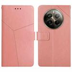 For Realme 12 Pro/12 Pro+ Global HT01 Y-shaped Pattern Flip Leather Phone Case(Pink)