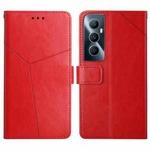 For Realme C65 4G HT01 Y-shaped Pattern Flip Leather Phone Case(Red)