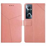 For Realme C65 4G HT01 Y-shaped Pattern Flip Leather Phone Case(Pink)