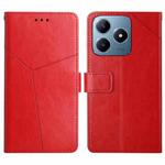 For Realme C63 4G Global/ C61 HT01 Y-shaped Pattern Flip Leather Phone Case(Red)