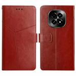 For Realme C63 5G HT01 Y-shaped Pattern Flip Leather Phone Case(Brown)