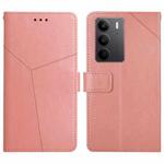 For Realme C75 4G HT01 Y-shaped Pattern Flip Leather Phone Case(Pink)