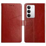 For Realme C75 5G HT01 Y-shaped Pattern Flip Leather Phone Case(Brown)