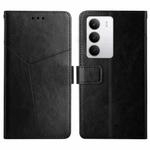 For Realme C75 5G HT01 Y-shaped Pattern Flip Leather Phone Case(Black)