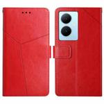 For vivo Y78+ HT01 Y-shaped Pattern Flip Leather Phone Case(Red)