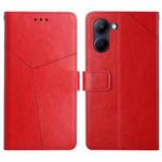 For vivo Y03 4G HT01 Y-shaped Pattern Flip Leather Phone Case(Red)