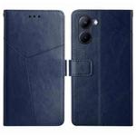 For vivo Y03 4G HT01 Y-shaped Pattern Flip Leather Phone Case(Blue)