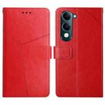 For vivo Y04 4G / Y29s 5G HT01 Y-shaped Pattern Flip Leather Phone Case(Red)