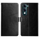 For vivo Y04 4G / Y29s 5G HT01 Y-shaped Pattern Flip Leather Phone Case(Black)
