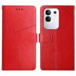 For vivo Y29 4G Global HT01 Y-shaped Pattern Flip Leather Phone Case(Red)